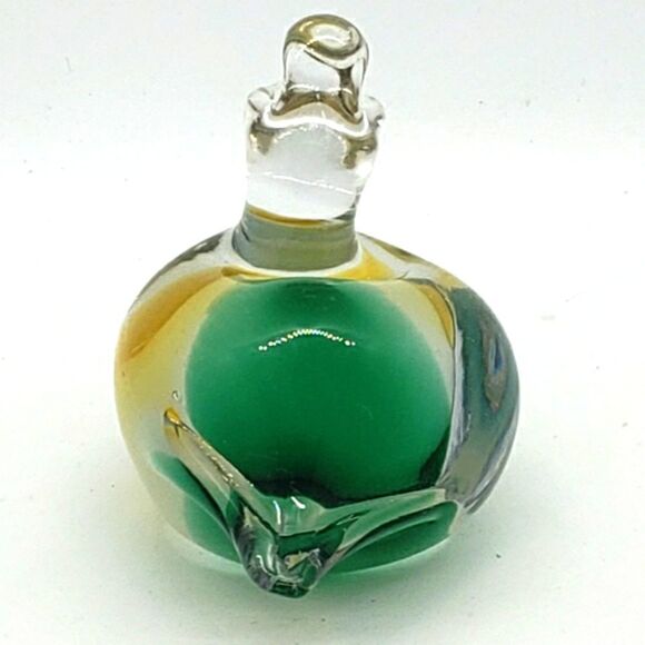 Murano Sommerso Vintage Green White Yellow Art Glass Duck Figurine Paperweight - Picture 3 of 16